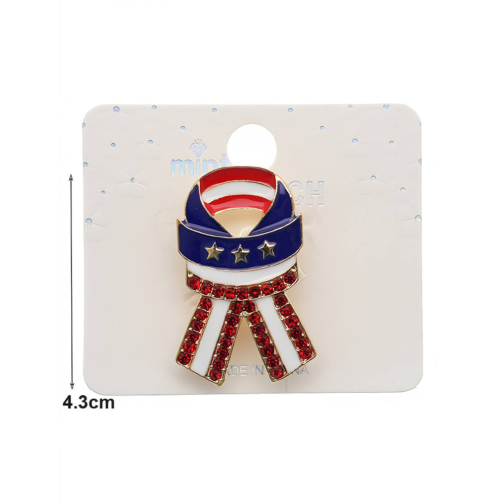 Patriotic USA 4th Of July Ribbon Brooch