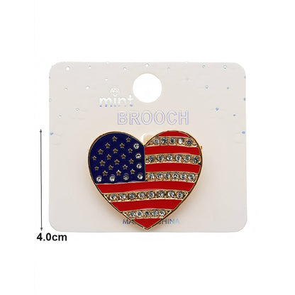 Patriotic USA 4th Of July Heart Brooch