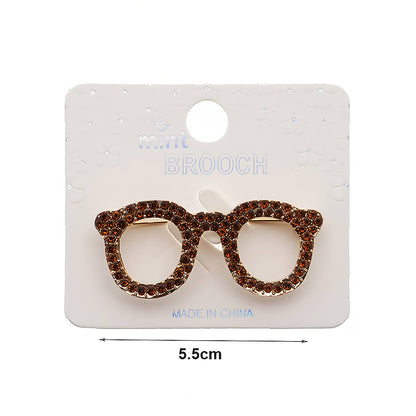 Rhinestone Glasses Frame Brooch Pin