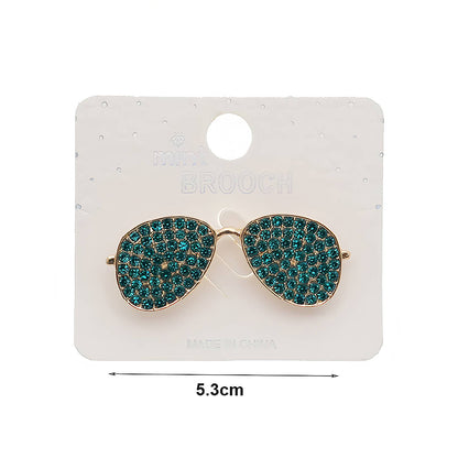 Rhinestone Aviator Sunglasses Brooch Pin