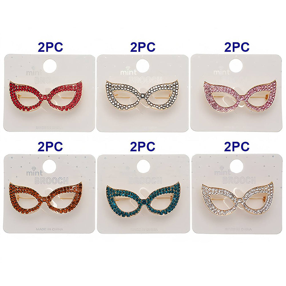 Rhinestone Cat Eye Glasses Frame Brooch Pin