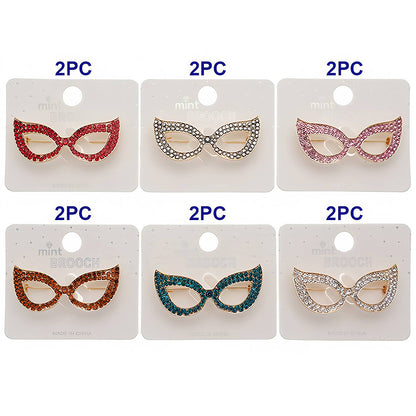 Rhinestone Cat Eye Glasses Frame Brooch Pin