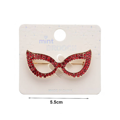 Rhinestone Cat Eye Glasses Frame Brooch Pin