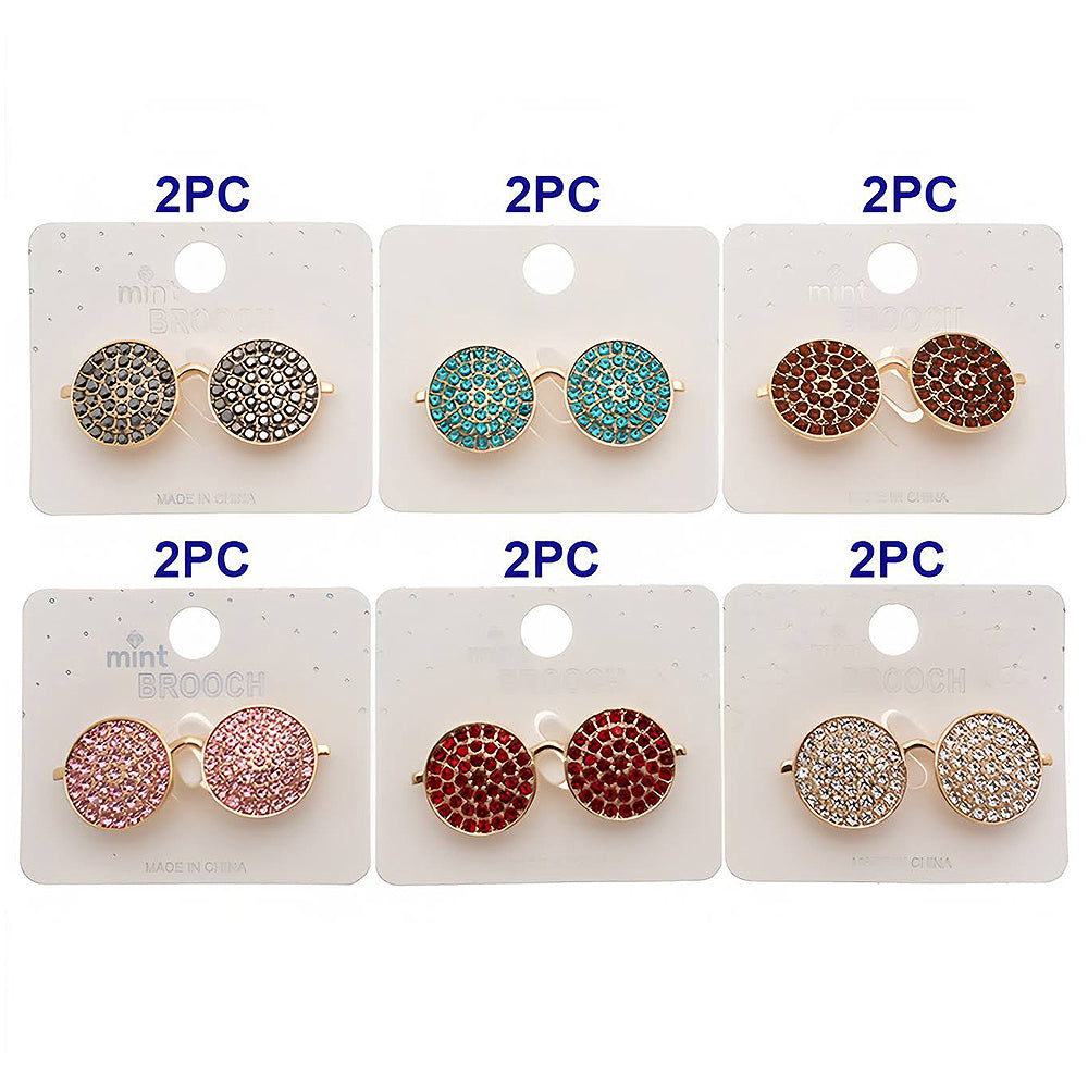 Rhinestone Round Glasses Brooch Pin