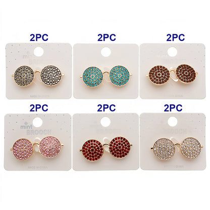 Rhinestone Round Glasses Brooch Pin