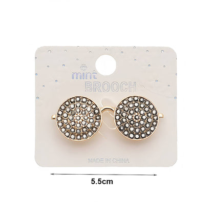 Rhinestone Round Glasses Brooch Pin