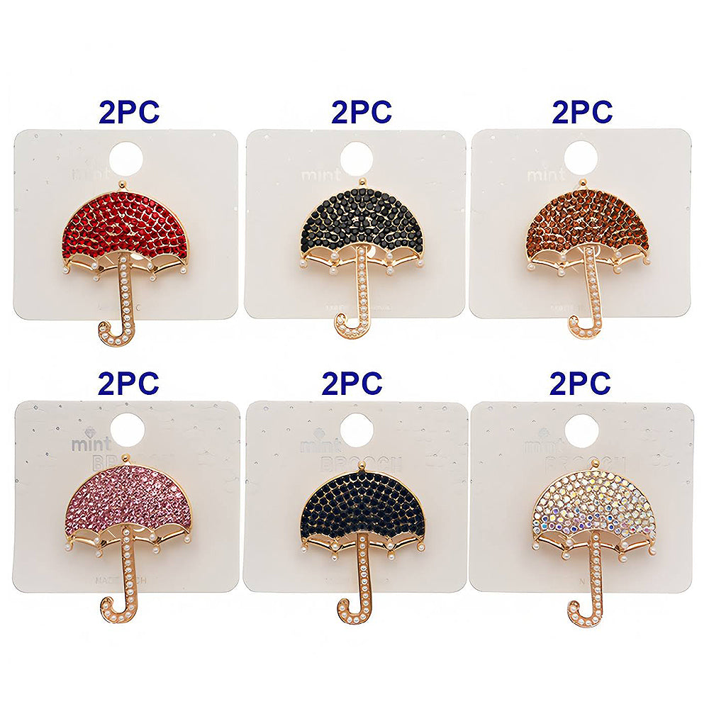 Rhinestone Umbrella Brooch Pin