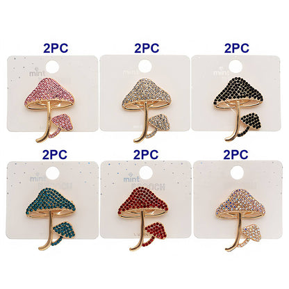 Rhinestone Mushroom Brooch Pin