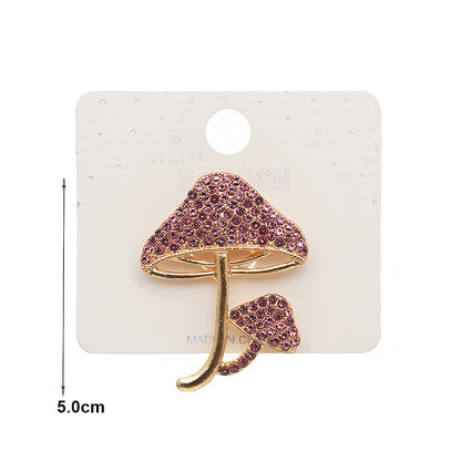Rhinestone Mushroom Brooch Pin