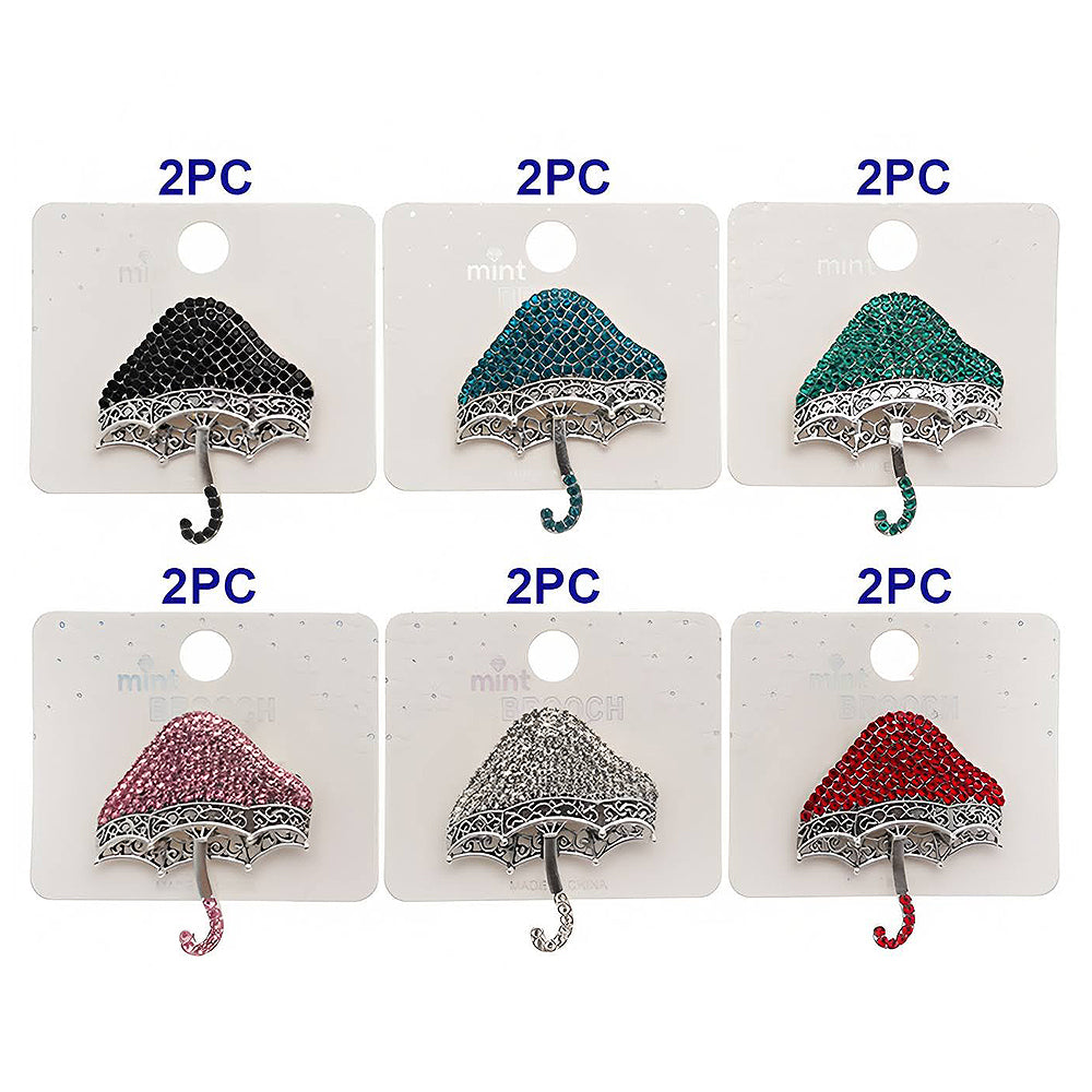 Rhinestone Mushroom Umbrella Brooch Pin