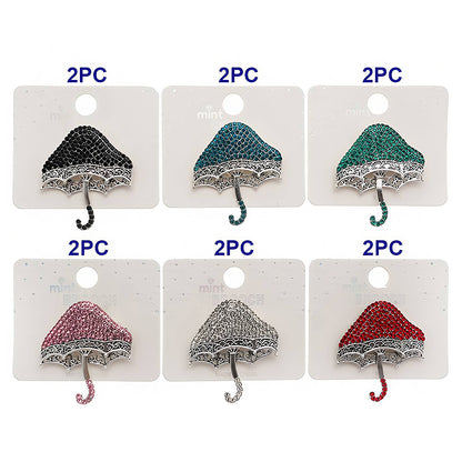 Rhinestone Mushroom Umbrella Brooch Pin