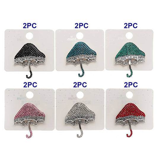 Rhinestone Mushroom Umbrella Brooch Pin