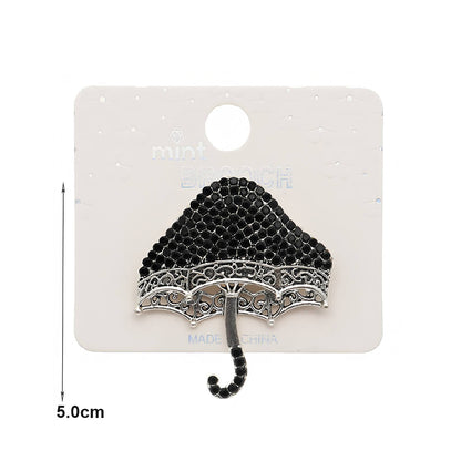 Rhinestone Mushroom Umbrella Brooch Pin