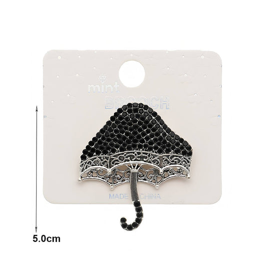 Rhinestone Mushroom Umbrella Brooch Pin