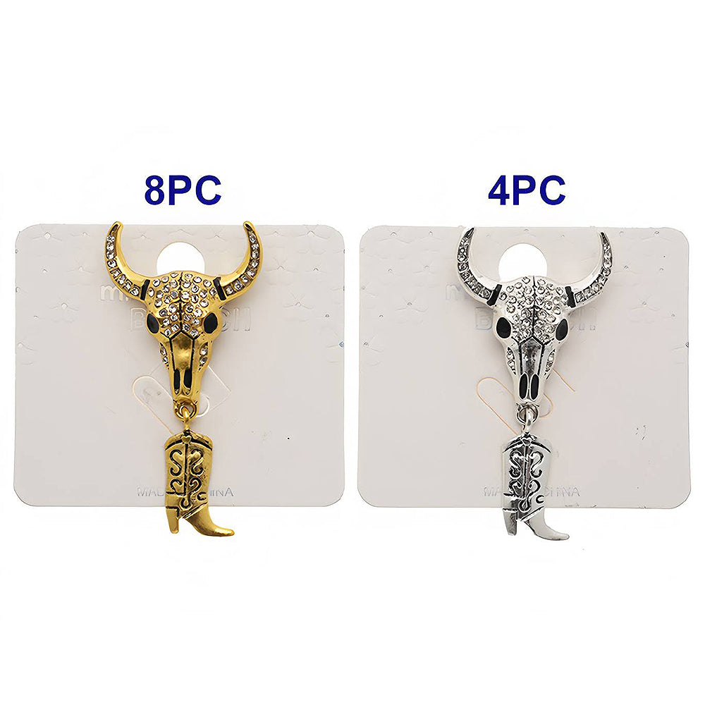 Western Cow Skull Charm Brooch Pin