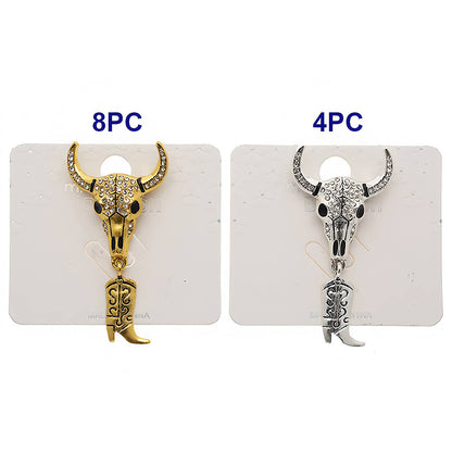 Western Cow Skull Charm Brooch Pin