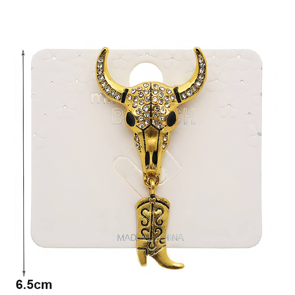 Western Cow Skull Charm Brooch Pin