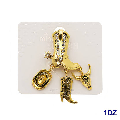 Western Spurs Boot Charm Brooch Pin