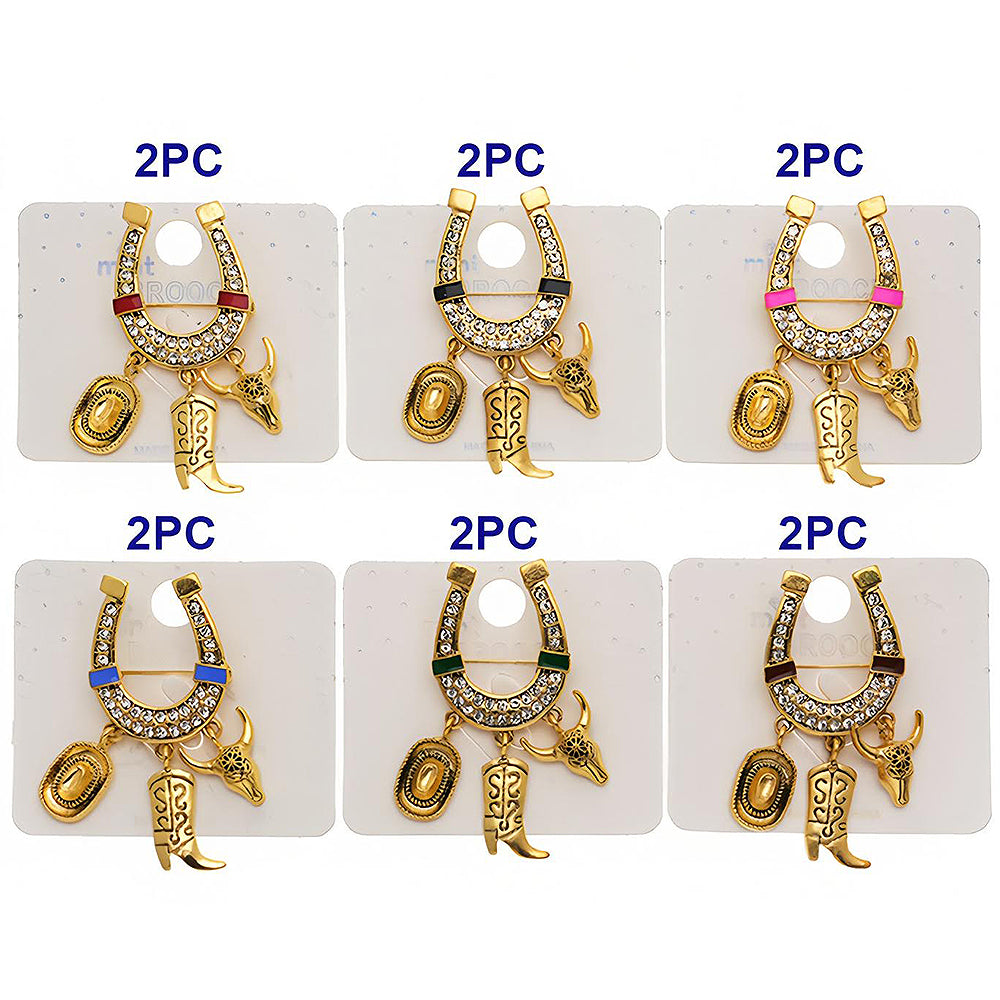 Western Horseshoe Charm Brooch Pin