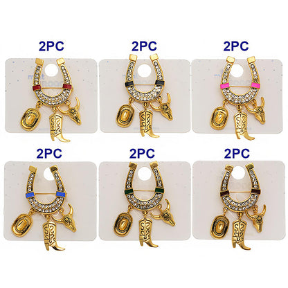 Western Horseshoe Charm Brooch Pin