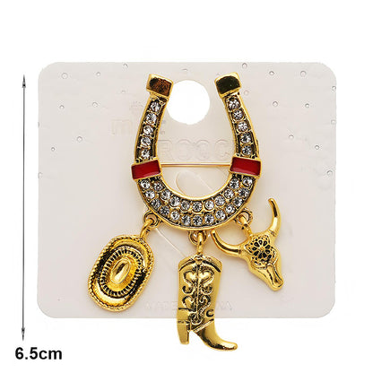 Western Horseshoe Charm Brooch Pin
