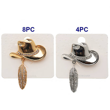 Western Cowboy Hat Feather Charm Brooch Pin