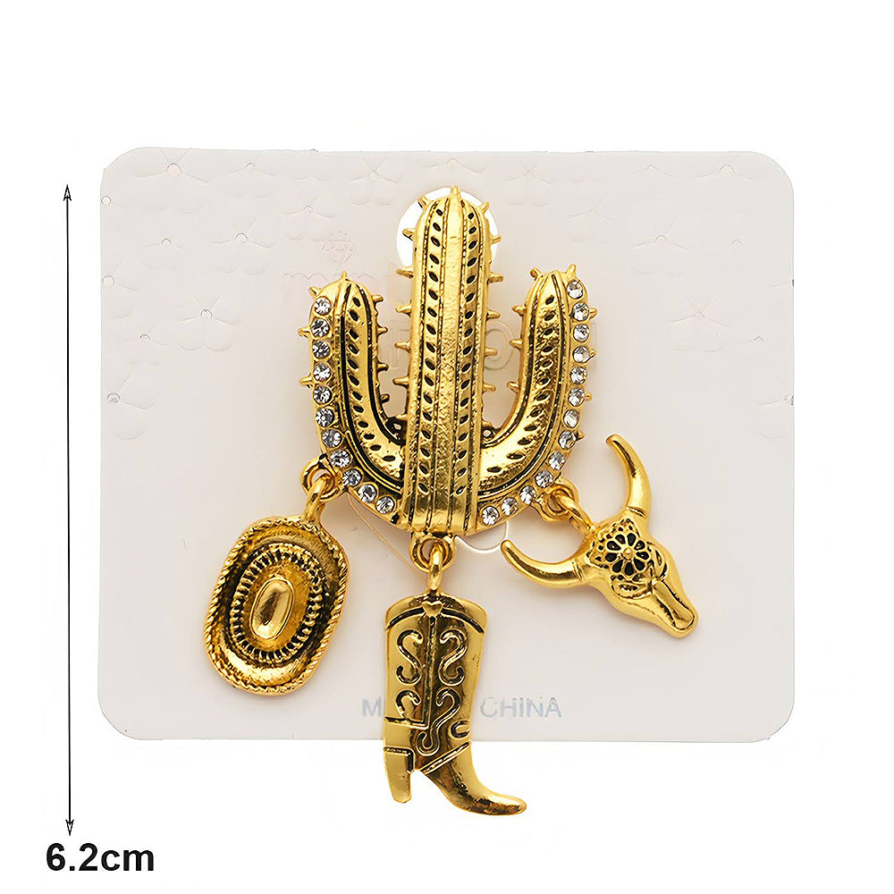 Western Cactus Charm Brooch Pin