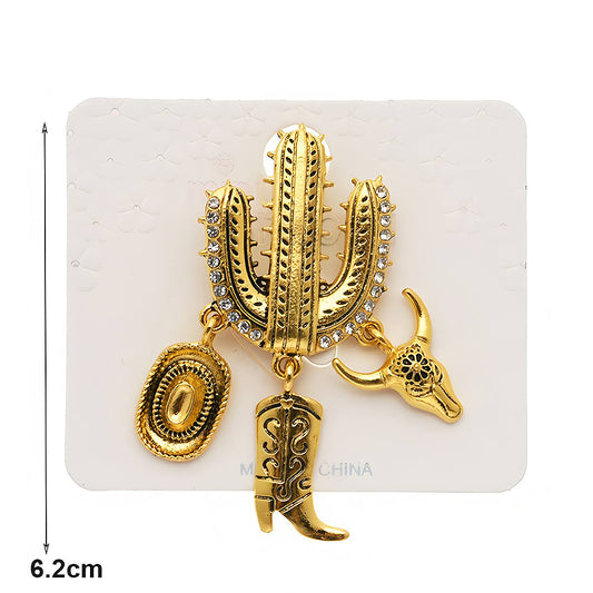 Western Cactus Charm Brooch Pin