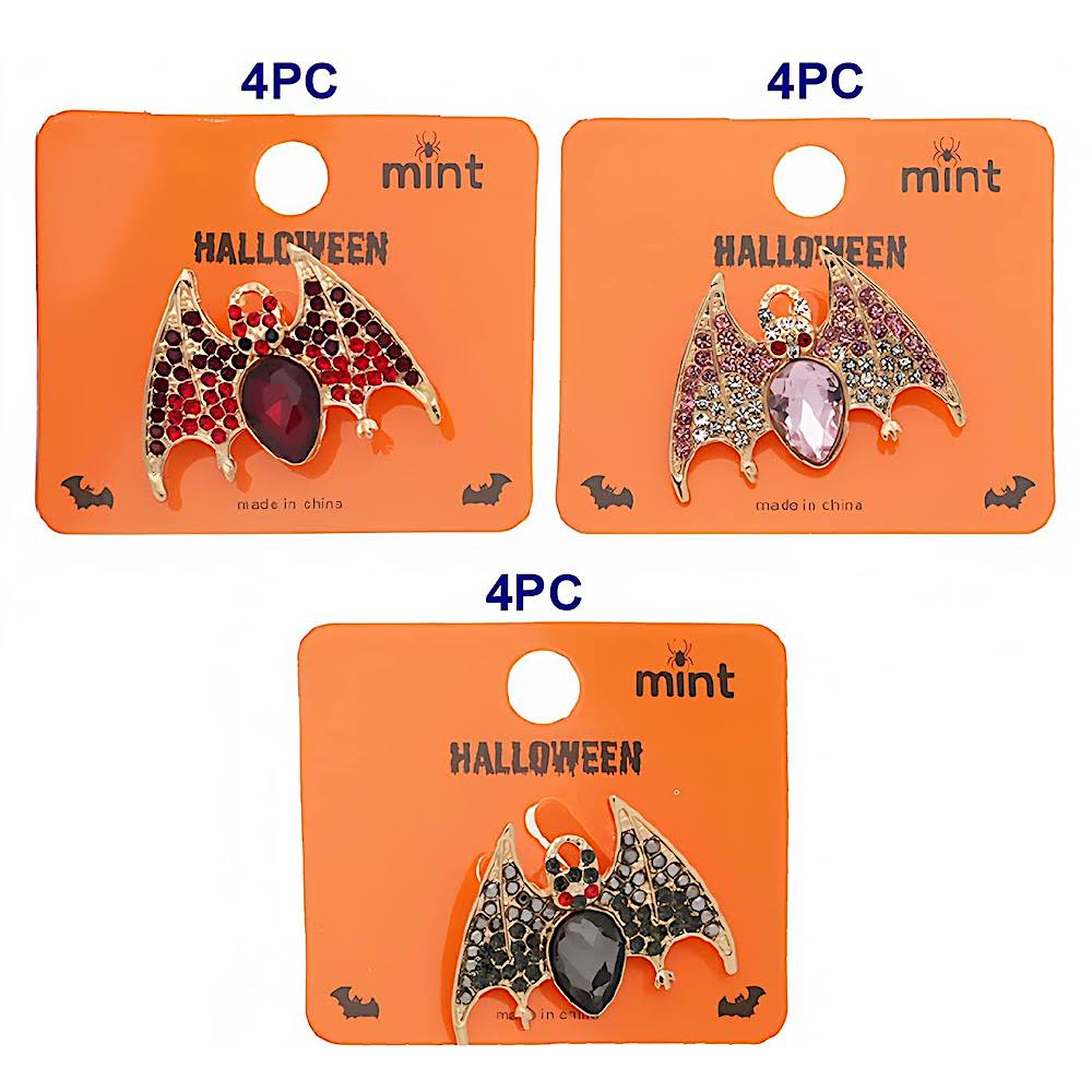 Halloween Rhinestone Bat Brooch Pin