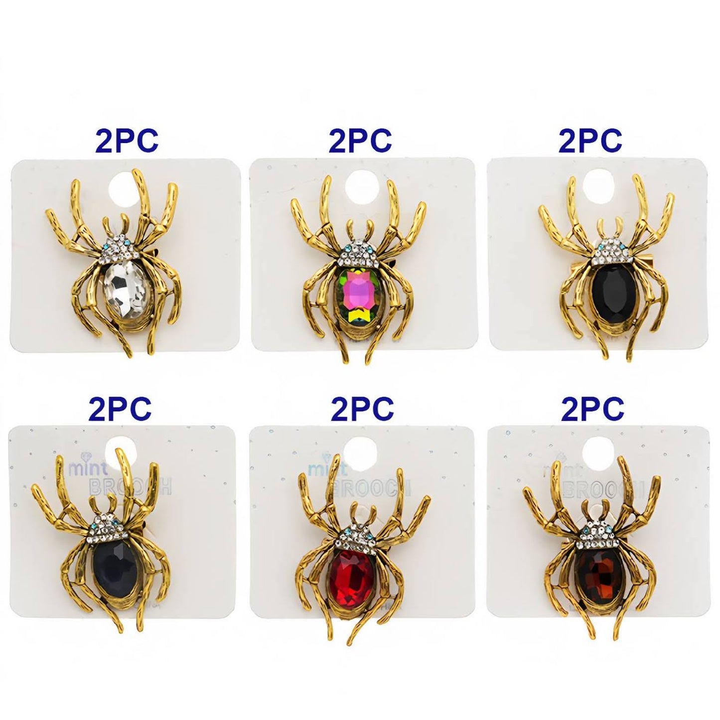 Halloween Crystal Spider Brooch Pin