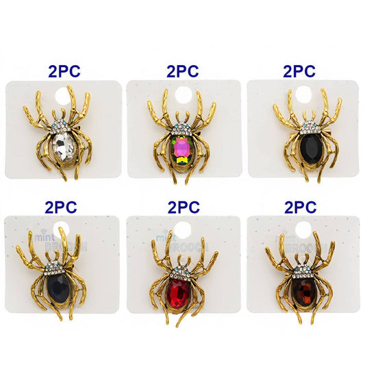 Halloween Crystal Spider Brooch Pin