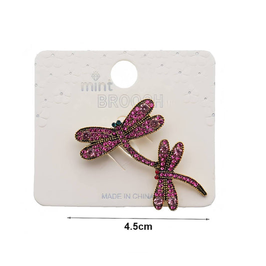Rhinestone Dragonfly Pair Brooch Pin