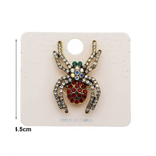 Halloween Rhinestone Spider Brooch Pin