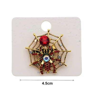 Halloween Spider In Web Brooch Pin