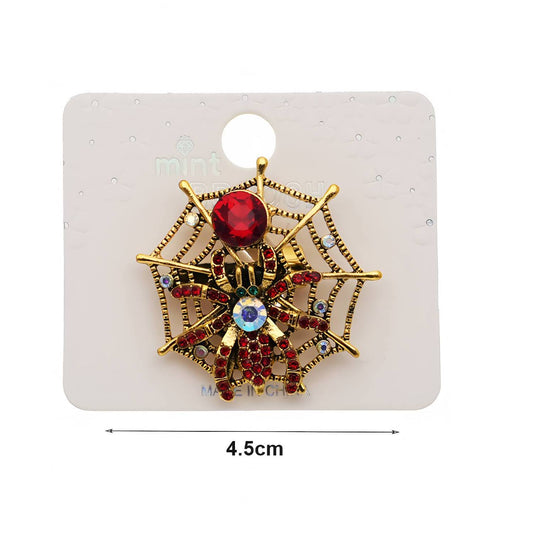 Halloween Spider In Web Brooch Pin