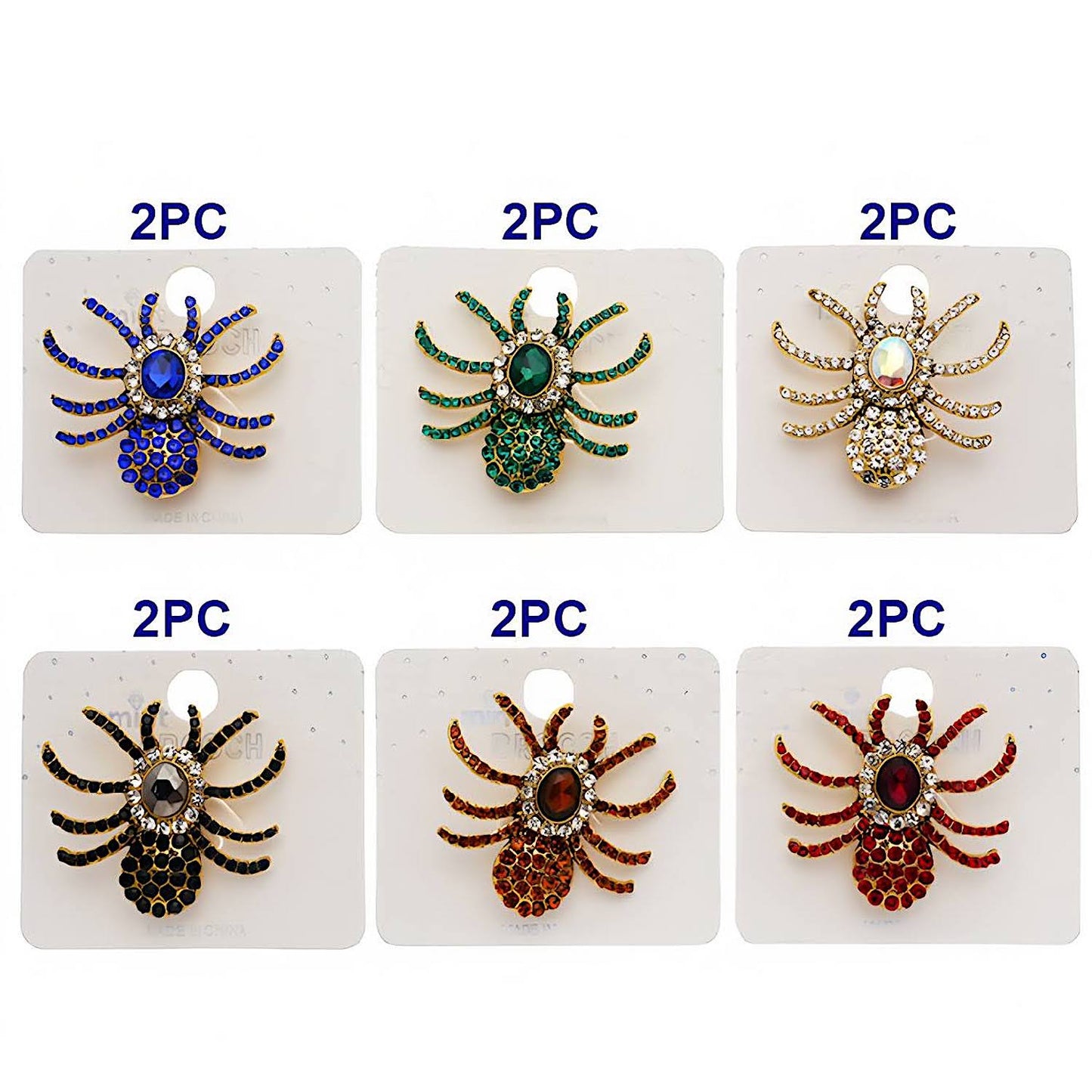 Halloween Rhinestone Spider Brooch Pin