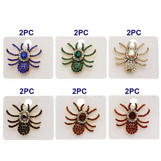 Halloween Rhinestone Spider Brooch Pin