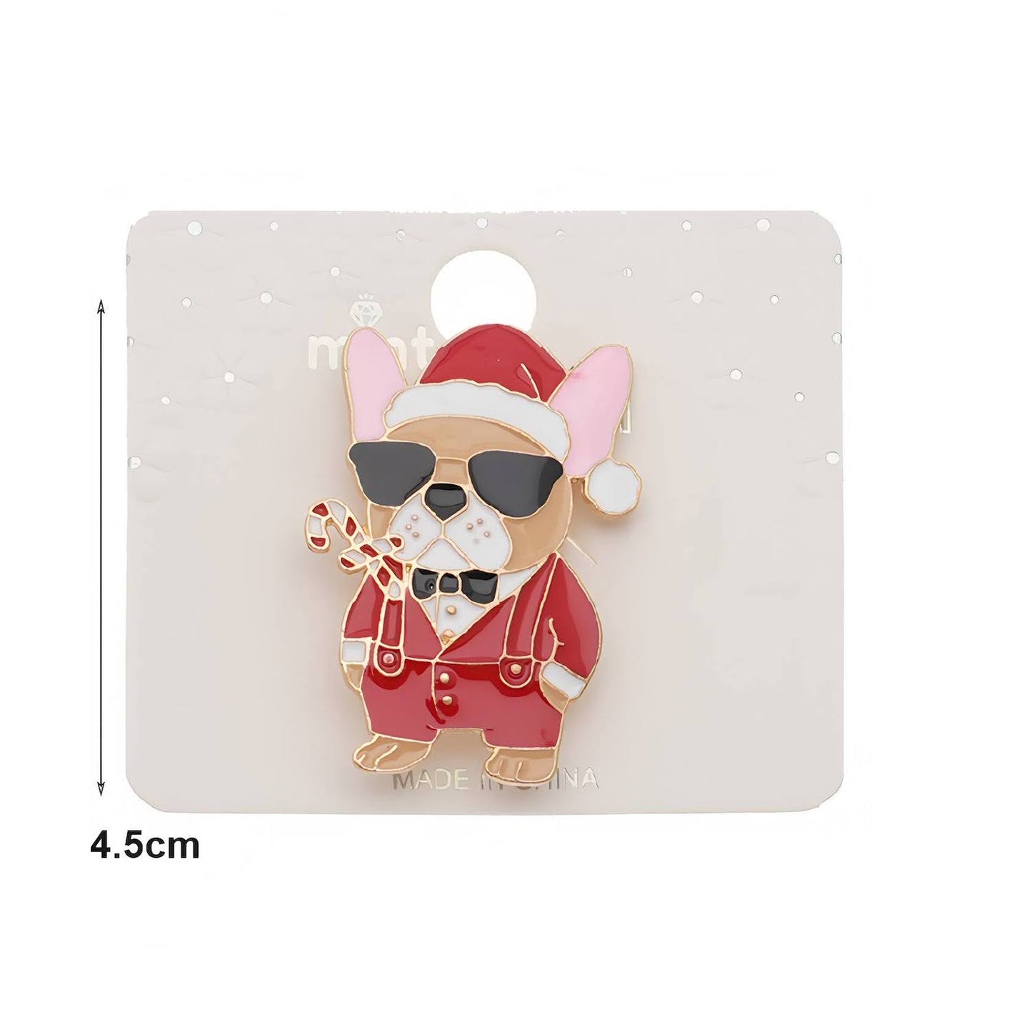 Cool Christmas French Bulldog Brooch Pin