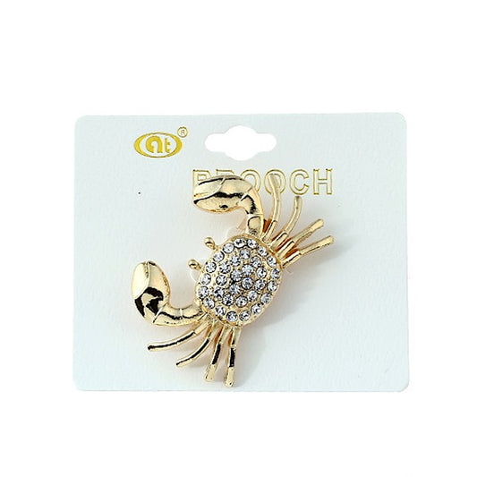 JAH23340 - Rhinestone Crab Brooch