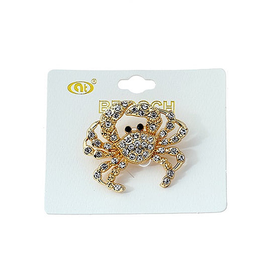 JAH23343 - Rhinestone Crab Brooch