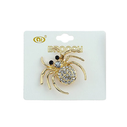 JAH23356-Rhinestone Spider Brooch