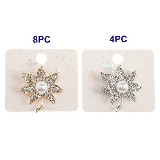 JAH44729 - Rhinestone Flower Brooch