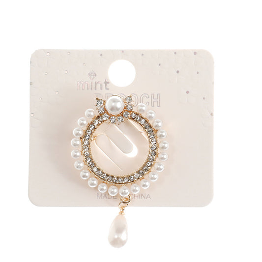 JAH44827 - Pearl Drop Circle Brooch