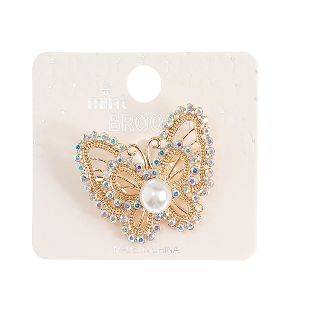 JAH44878-Rhinestone Butterfly Brooch