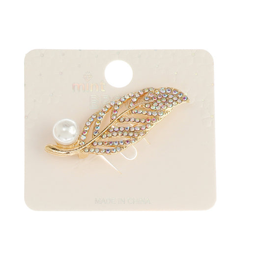 JAH44881 - Rhinestone Leaf Brooch