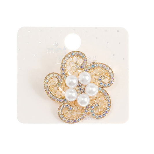 JAH44888 - Rhinestone Flower Brooch