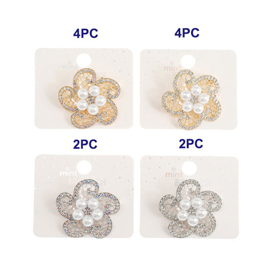 JAH44888 - Rhinestone Flower Brooch