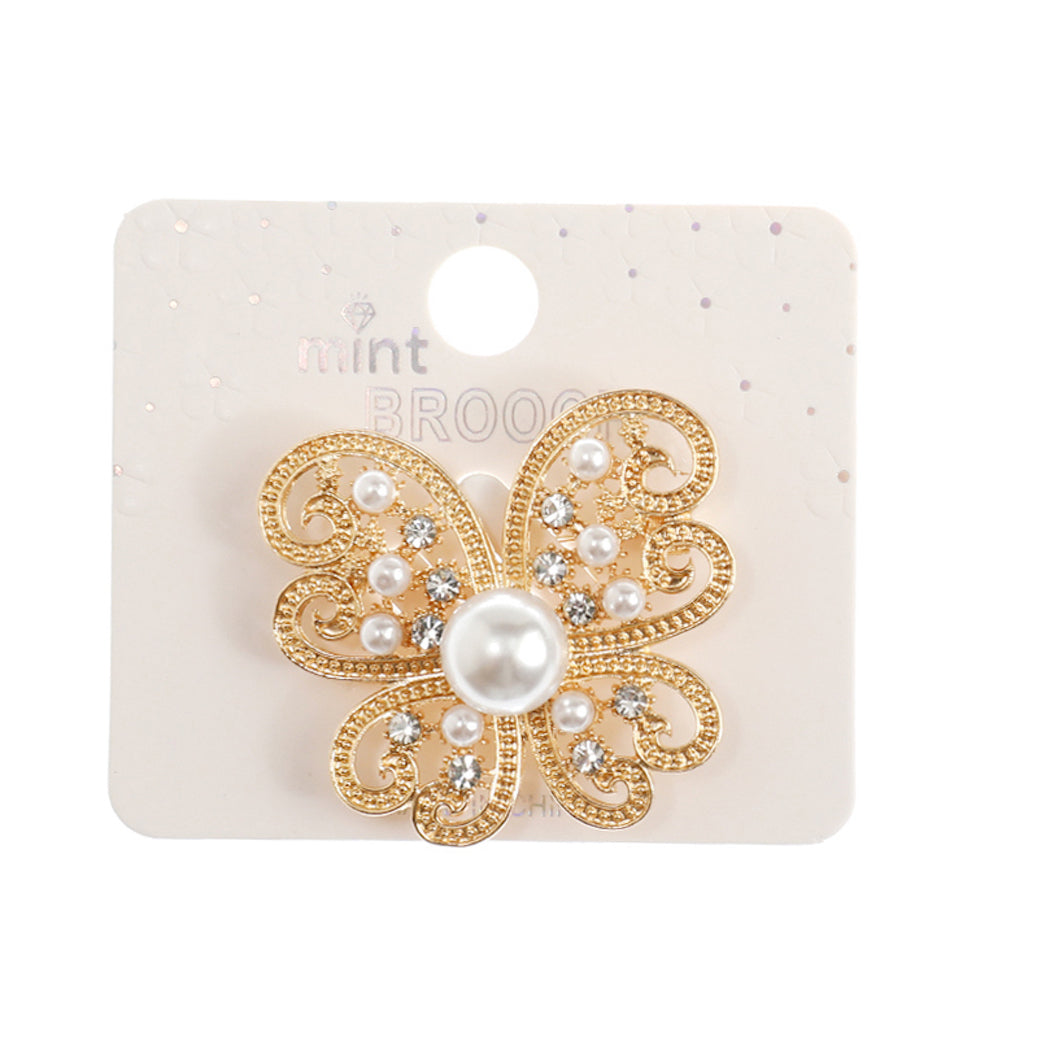 JAH44891-Rhinestone Butterfly Brooch