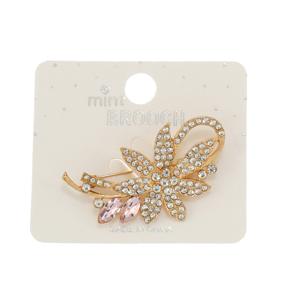 JAH45517 - Rhinestone Flower Brooch