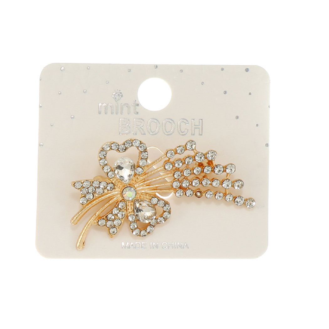 JAH45519 - Rhinestone Bow Brooch